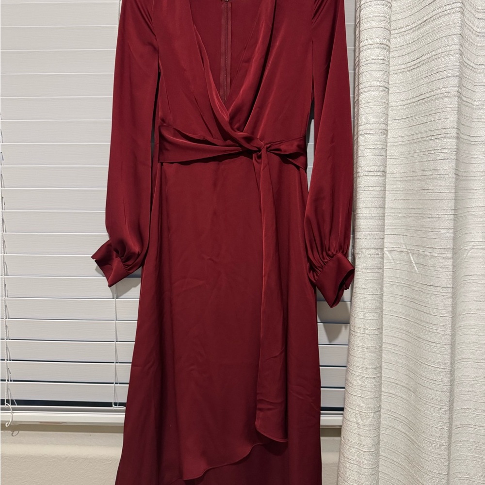 Elegant Burgundy Wrap Dress